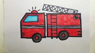 Как нарисовать Пожарную машину маркерами . How To Draw a Fire engine with markers.