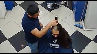 Boy SHAVES his VERY long hair off at Barbershop - Hair Salon Webcam
