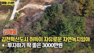 214번 김천토지) 혁신도시인근 취득이 자유로운 임야 3000만원