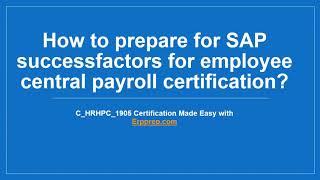 SAP SuccessFactors for Employee Central Payroll  C HRHPC 1905