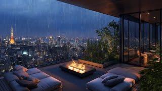 Watch Rain Falling From Luxury Apartment - Rain and Thunder, Fire Sounds To Sleep, Relax, Rest