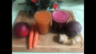 Immunbooster Drink Rote Beete und Karottensaft / mit Apfel und Ingwer/