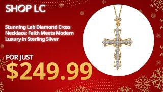 Lab Grown Diamond Cross Pendant Necklace in 18K Vermeil, 1.00 ctw