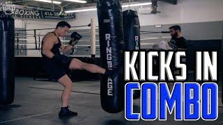 Throwing Your Kicks In Combos | Repetitive Kicks & Block Counters | Bazooka Bag Work