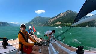 360 Grad Video: richtig halsen bei 20Kn Wind - SAPHIRE Segelschule am Vierwaldstättersee