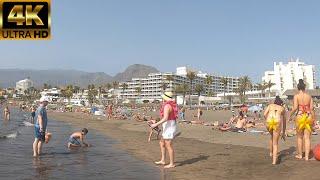 TENERIFE 4K | BEACH WALK - Troya Beach [Spain - Playa de las Américas] ️ 28ºC July 2021