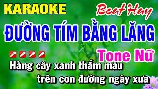 Karaoke Đường Tím Bằng Lăng A#m (Beat Hay) Tone Nữ Nhạc Sống | Hoài Phong Organ