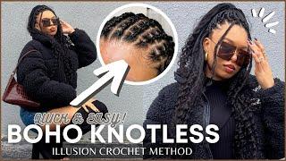 QUICK & EASY - Illusion Crochet Boho Knotless Tutorial ft. YWIGS