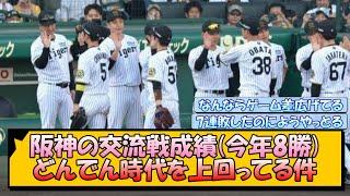 阪神の交流戦成績(今年8勝) どんでん時代を上回ってる件