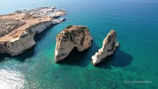 Raouche Pigeon Rock in Beirut, Lebanon DRONE VIDEO