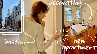 MOVING VLOG || my first apartment!! empty apartment tour + cleaning, unpacking, & organizing 