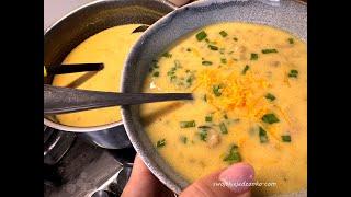 Käsesuppe mit Fleisch und Pilzen, leckeres, einfaches Rezept #Abendessen #Suppe