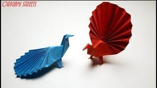 Origami peacock out of paper