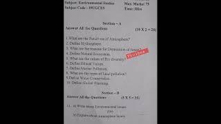 #Environmental studies #Model question paper Affiliated by#bdu syllabus Trichy, subscribe for more