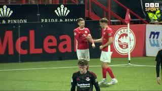 THE INVER MESSI MARK RANDALL SCORES DIRECT FROM A CORNER KICK LARNE V CRUSADERS 2024 ANTRIM SHIELD