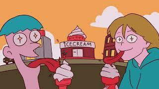 She dropped ice cream. then, (animation)