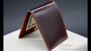 How to make a simple wallet from Shell Cordovan leather. Artisan hand work.