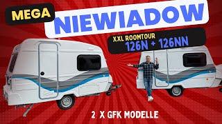 Niewiadow N126N & NN, Neu, leichter GFK Wohnwagen ab 11.950 €,  Roomtour XXL,nur 850 Kg,alle Details