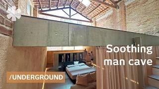 Turns warehouse into dream home with underground living + Roman bath ️