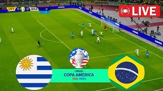 LIVE : URUGUAY vs BRAZIL QUARTER FINAL 2024 - COPA AMERICA (USA) Full Match - eFootball Gameplay PC