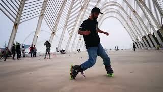 Freestyle slalom , Inline skates - Otto, play at Athens , go with flow