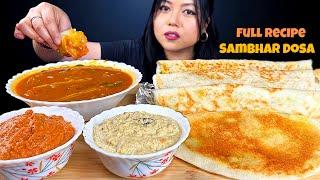 COOKING & EATING | MASALA DOSA , SAMBHAR, CHUTNEY | SOUTH INDIAN FOOD | RECIPE |  MUKBANG