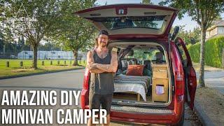 Man lives Fulltime in a Minivan | Ingenious DIY Build has everything he needs.