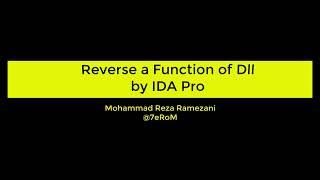 Reverse a Function of Dll by IDA Pro
