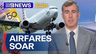 Domestic airfares surge following collapse of Rex, Bonza | 9 News Australia