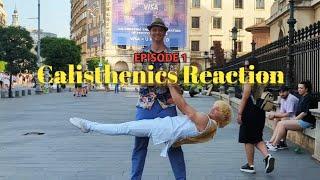 Calisthenics Reaction, Pole Dance in Public(Human Flag push-up)#calisthenics #poledance #reaction