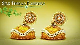 How To Make Gold Silk Thread Pearl Earrings At Home | DIY | Latest Earrings Design