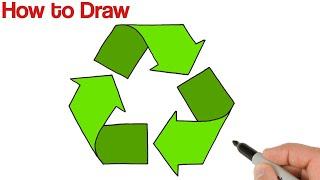 How to Draw Recycle Symbol Logo Easy