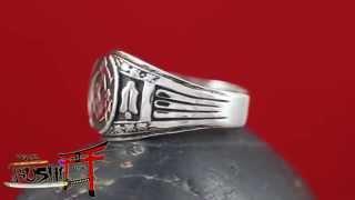 925 Sterling Silver Antique Masonic Ring Master Freemason Oxidized Style!