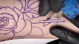 Rose tattoo | Real time tattooing