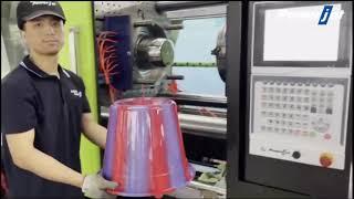 Mixed-color plastic buckets production by Powerjet CM560 Two-color injection molding machine