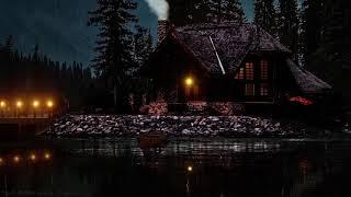  Rain on Lake at Night - Crickets, Frogs, Calm Rain, Forest Nature Sounds 10 Hours | Swamp Sounds