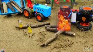 mini diy farm in which tractor hit with other tractor and big accident and fire is burning #mini#diy