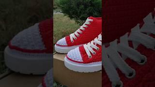 Конверсы вязаные. Кеды крючком  #knittingshoes #crochetshoes #converse