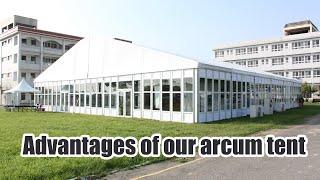 What advantages of Arcum tent in LP Outdoors? Durable aluminum frame tent for outdoor events.