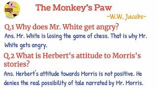 The Monkey's Paw Short Question Answer || The Monkey's paw by WW Jacobs || The Monkey's paw Question