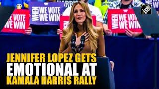 American Singer Jennifer Lopez gets emotional at Kamala Harris rally in Las Vegas