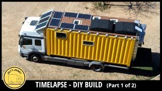 Full TIMELAPSE | Container home on wheels DIY build | RELAXING & NO TALKING (PART 1)