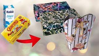 Como fazer embalagem de presente reciclada? Caixa de bombom e caixa de leite #dolixoaoluxo! DIY