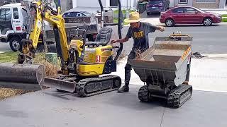 Yanmar svo8 and mini dumper preparing for landscaping