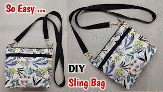 DIY Sling Bag for Daily Use - VERY EASY | Shoulder bag making at home | Crossbody bag sewing | Bags