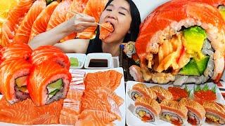 MASSIVE ALL SALMON MUKBANG! Salmon Sushi & Sashimi, Salmon Roll & Raw Salmon - Japanese Seafood ASMR