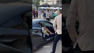 ELEGANT AND RICH LADY BOSS ARRIVING AT MONACO CASINO ON FERRARI #monaco #supercars #shorts #viral