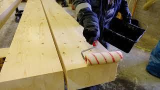 Impregnation of glulam beams with wood preservative