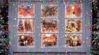Christmas Music From Another Room | Christmas Ambience | Crackling Fire, Falling Snow