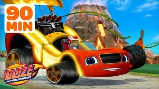 90 MINUTES of Blaze and the Monster Machines Transforming into RACE CARS! ️ w/ AJ